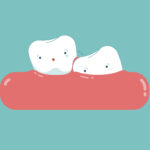 Wisdom tooth cartoon, dental concept.